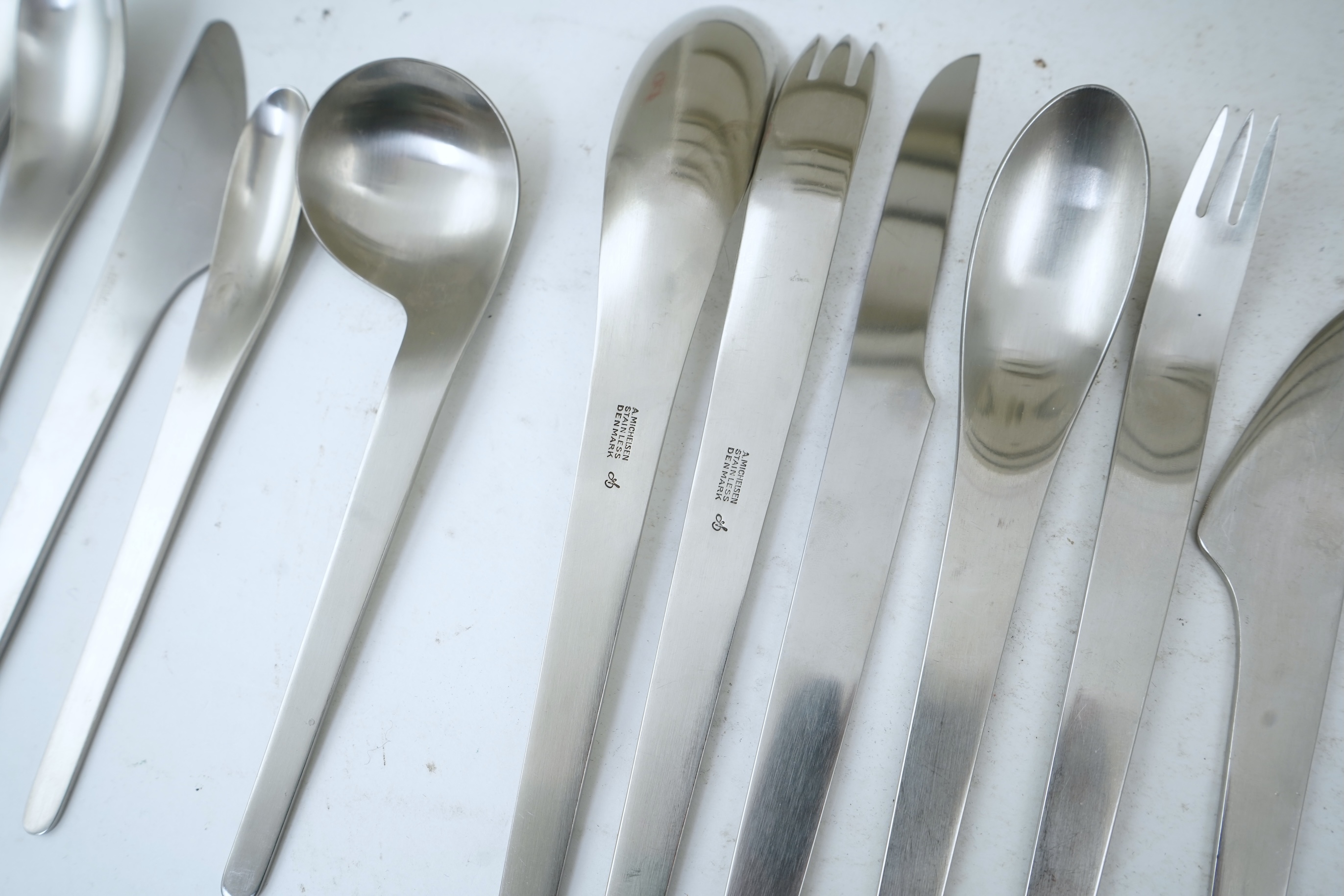 Arne Jacobsen (Danish, 1902-1971) for Anton Michelson: A canteen of 'model 660' stainless steel cutlery